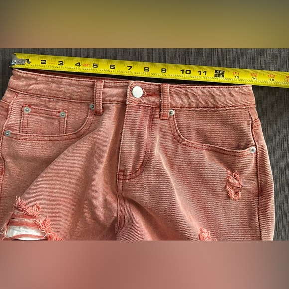 POL Distressed Denim Shorts Pink Size Small Raw Hem Boho NWT - Picture 6 of 8